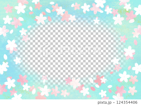 桜の花びら舞い散るフレーム 124354406