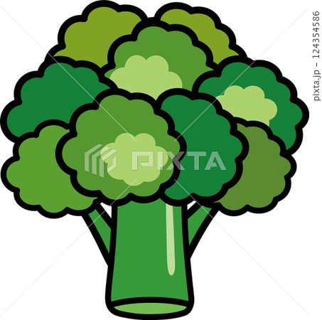 シンプルでかわいいブロッコリー　夏野菜のイラスト素材 124354586