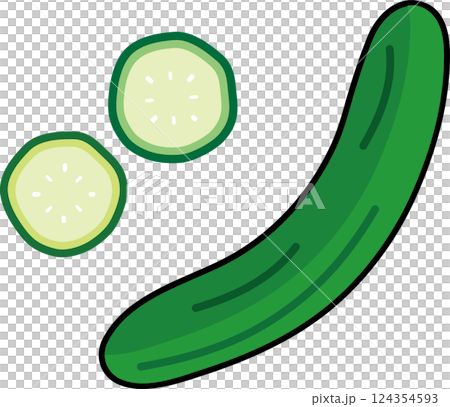 シンプルでかわいいキュウリ　夏野菜のイラスト素材 124354593