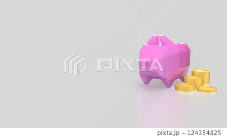 The Piggy Bank and coins for Saving or earn concept 3d Rendering. 124354825