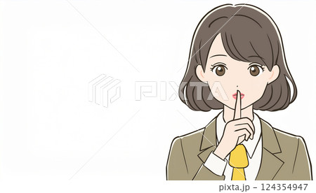 内緒のジェスチャー　若い女性 124354947