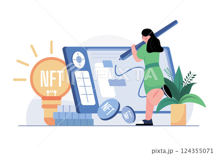 NFT Create Art Illustration concept on white background NFT Create Art Illustration concept on white background 124355071