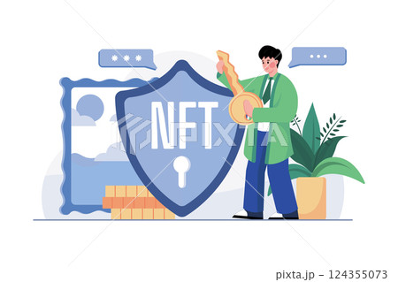 Security Token NFT Illustration concept on white background 124355073