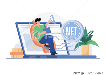 Digital Token NFT Illustration concept on white background Digital Token NFT Illustration concept on white background 124355074