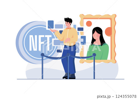 Crypto Art Illustration concept on white background 124355078