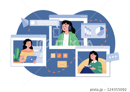 People Taking Knowledge By Video Call 124355092