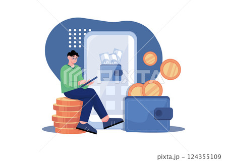 Pay With Cryptocurrency Illustration concept on white background Pay With Cryptocurrency Illustration concept on white background 124355109