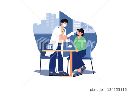 Doctor Doing Corona Test of The Girl 124355116