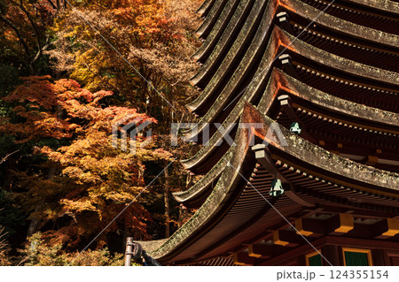 奈良 紅葉の談山神社十三重塔 奈良 紅葉の談山神社十三重塔 124355154