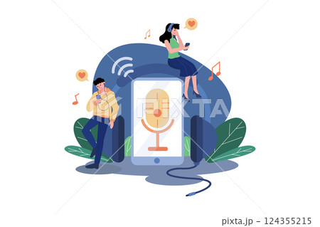 People Listening To Recording Audio Podcasts 124355215