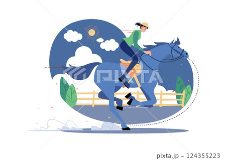 Women Riding A Horse In A Horse Huddle Race Women Riding A Horse In A Horse Huddle Race 124355223