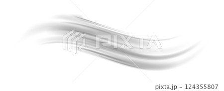 Grey wind line element. Light gris curve speed effect. Air stream flow wavy motion trace. Wind wave blowing concept. Swoosh and swirl stripe path design illustration. Vector grey swoosh form 124355807