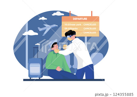 Testing for covid at airport illustration concept 124355885