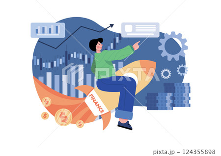Finance Growth Illustration concept. A flat illustration isolated on white background Finance Growth Illustration concept. A flat illustration isolated on white background 124355898
