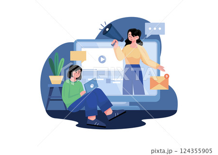 Online Digital Marketing Illustration concept on white background Online Digital Marketing Illustration concept on white background 124355905