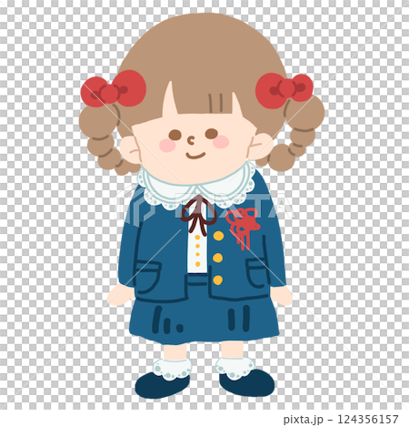 A girl dressed up - illustration without lines for graduation ceremony, entrance ceremony, or school entrance ceremony 124356157