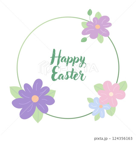 Floral Easter frame with pastel flowers 124356163