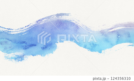 和風な背景　筆の躍動感　青色 124356310