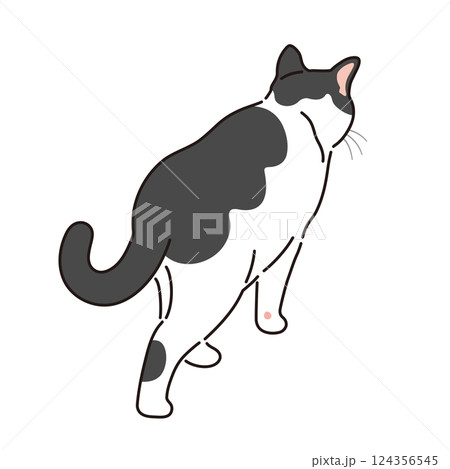 歩いている三毛猫のイラスト 124356545