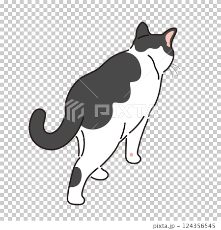 歩いている三毛猫のイラスト 124356545
