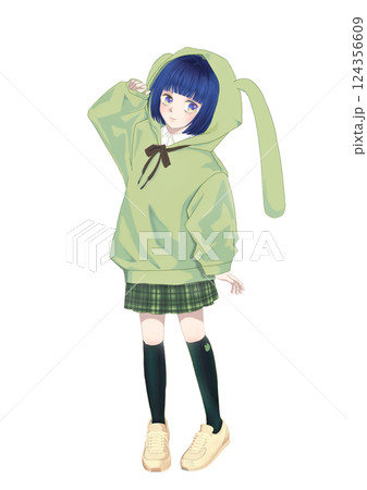 うさみみパーカーの女の子 124356609