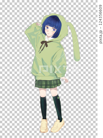 うさみみパーカーの女の子 124356609