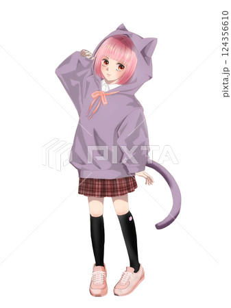 ねこみみパーカーの女の子 124356610