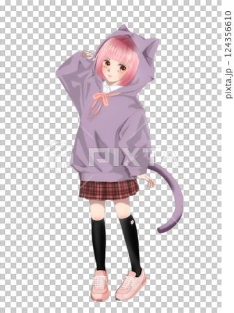 ねこみみパーカーの女の子 124356610