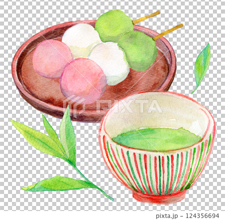 水彩イラスト　新茶のシーズン 124356694