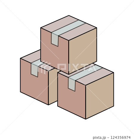 積まれた段ボール荷物のベクターイラスト 124356974