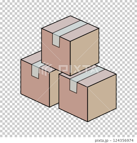 積まれた段ボール荷物のベクターイラスト 124356974