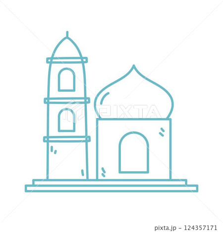 hand drawn mosque in doodle style 124357171