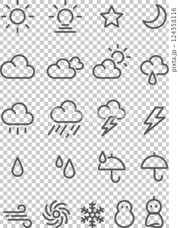 シンプルな天気予報のアイコンセット 124358116