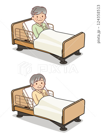 介護用ベッドで寝る高齢者 124358513