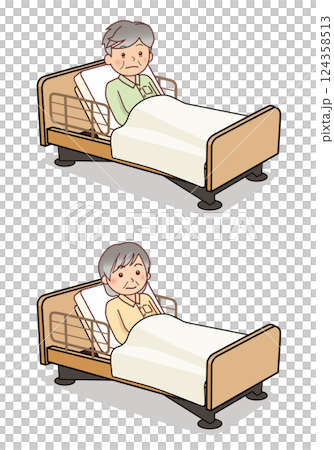介護用ベッドで寝る高齢者 124358513