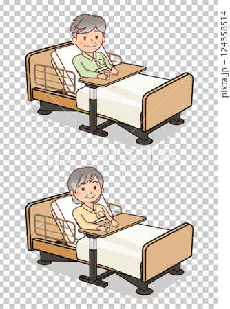 睡在護理床上的老人 124358514