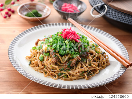 ネギ焼きそば ( 青ネギたっぷりのソース焼きそば )  124358660