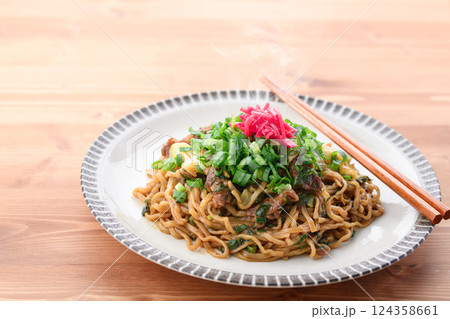ネギ焼きそば ( 青ネギたっぷりのソース焼きそば )  124358661