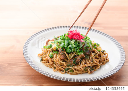 ネギ焼きそば ( 青ネギたっぷりのソース焼きそば )  124358665