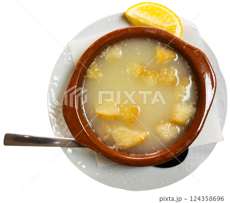 Sopa de picadillo is traditional Spanish dish from Andalusia 124358696