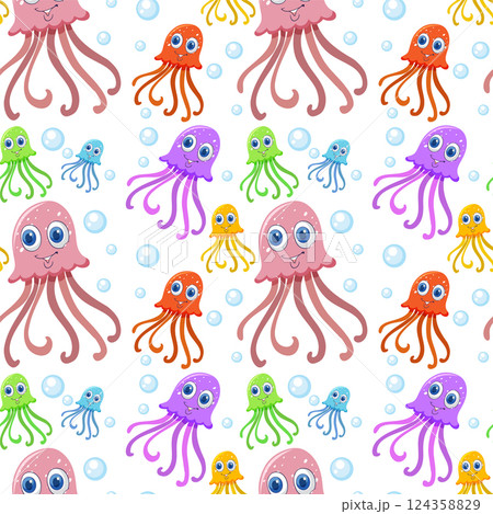 Colorful Cartoon Octopus Pattern Design Colorful Cartoon Octopus Pattern Design 124358829