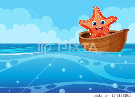 Cheerful Starfish Sailing the Ocean 124358865