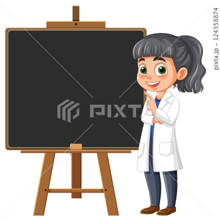 Teacher with Blackboard Illustration Teacher with Blackboard Illustration 124358874