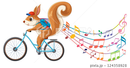 Squirrel Biking with Musical Notes 124358928