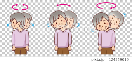 Elderly woman doing neck exercises 124359019