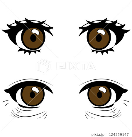 目元_開眼_差分セット_手書き_ベクター素材 124359147