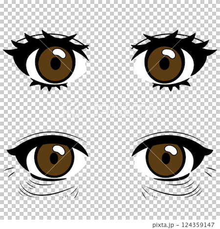 目元_開眼_差分セット_手書き_ベクター素材 124359147
