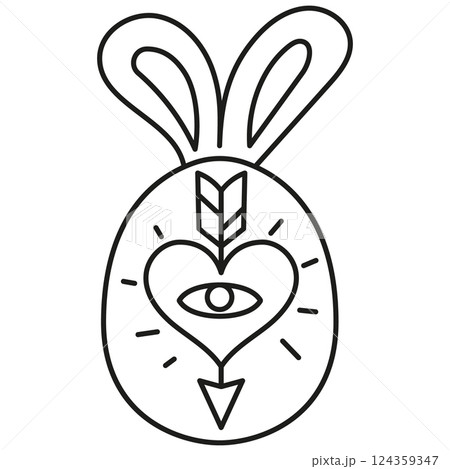 boho groovy easter Abstract design featuring a rabbit with symbolic elements. in doodle line style boho groovy easter Abstract design featuring a rabbit with symbolic elements. in doodle line style 124359347