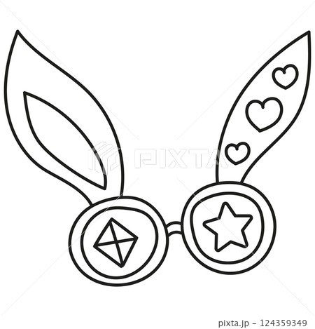boho groovy easter Playful glasses with whimsical bunny ears design. in doodle line style boho groovy easter Playful glasses with whimsical bunny ears design. in doodle line style 124359349