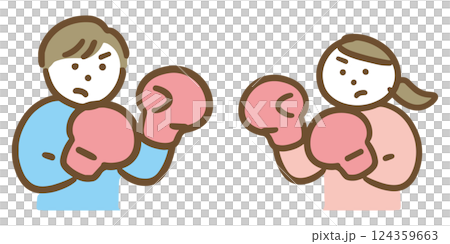 Young men and women in plain clothes fighting (upper body) 124359663